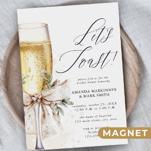 Convite Magnético Champagne Vamos Brindar Chuveiro Nupcial de Invern