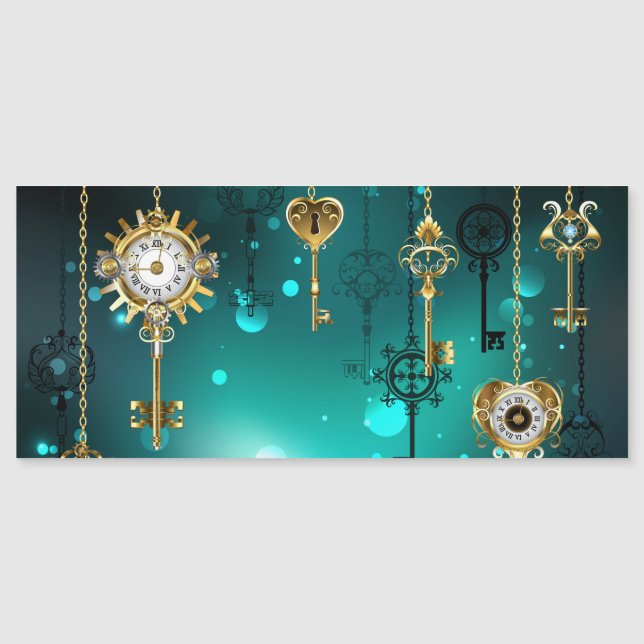 Convite Magnético Chaves de Esqueleto Anticas em Fundo Verde (Frente)