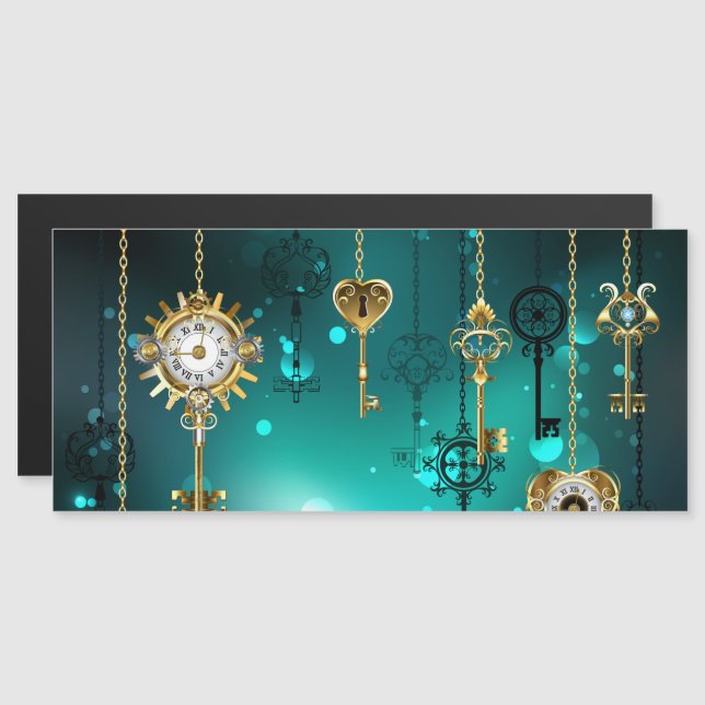 Convite Magnético Chaves de Esqueleto Anticas em Fundo Verde (Frente/Verso)