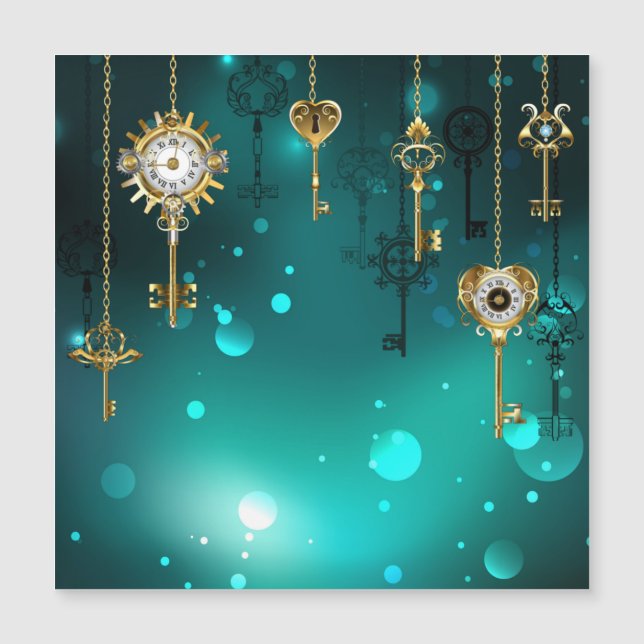 Convite Magnético Chaves de Esqueleto Anticas em Fundo Verde (Frente)