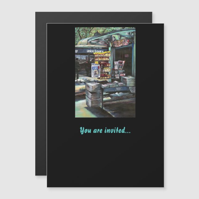 Convite Magnético Chrysocolia Morning, Union Square, NYC (Frente/Verso)