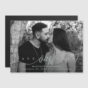 Convite Magnético Cintura Azul Flourishing Love Photo Save the Date