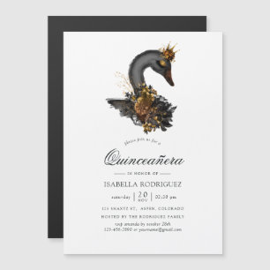 Convite Magnético Cisne Negro Quinceañera
