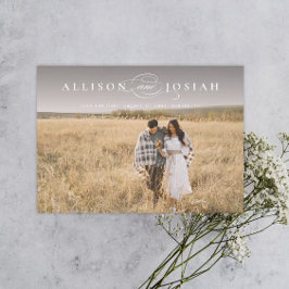 Convite Magnético Clássico Tipografia Elegante Nomes Foto Casamento 