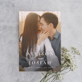 Convite Magnético Clássico Tipografia Elegante Nomes Foto Casamento 