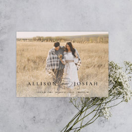 Convite Magnético Clássico Tipografia Elegante Nomes Foto Casamento 