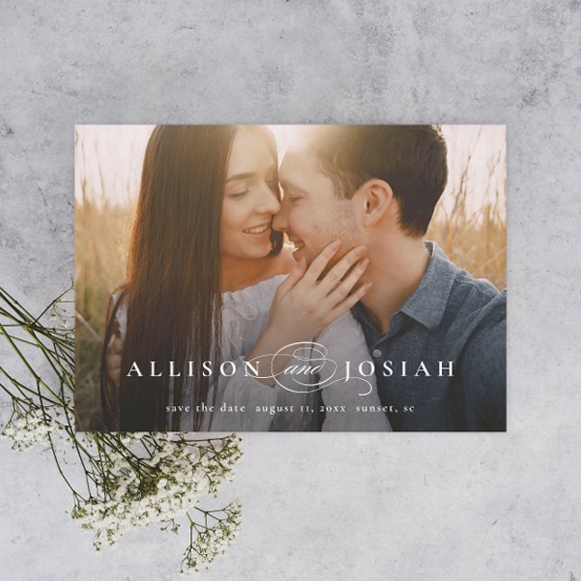 Convite Magnético Clássico Tipografia Elegante Nomes Foto Casamento  (Criador carregado)