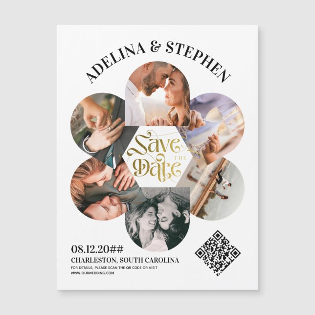 Convite Magnético CÓDIGO QR de Foto do Script Simples Moderno 6 Salv (Frente)