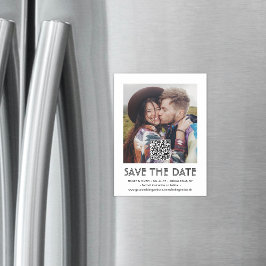Convite Magnético Código QR e Foto Simples Casamento de Chic Salvar 