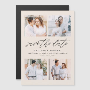 Convite Magnético Colagem de Fotografias do Elegant Script Cream 4 G