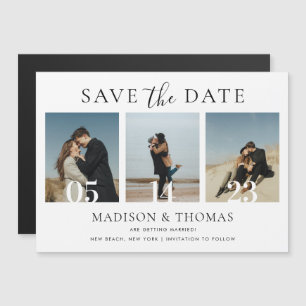 Convite Magnético Colagem de Fotos Chic Modernas para Casamento Save