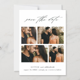 Convite Magnético Colagem de Fotos de Casamento com Letra Save The D