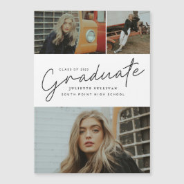 Convite Magnético Colagem de Fotos de Graduação com Letra Moderna