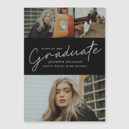 Convite Magnético Colagem de Fotos de Graduação com Letra Moderna