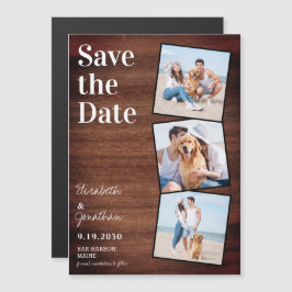 Convite Magnético Colagem De Fotos De Madeira Rústica Salva A Data