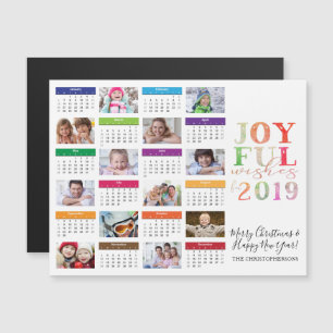 Convite Magnético Colagem de Fotos do Calendário de 2019 Saudação Ed