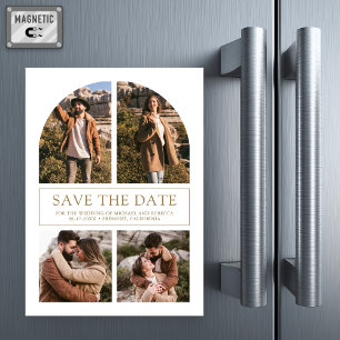 Convite Magnético Colagem de Fotos em Arco Dourado para Casamento Sa