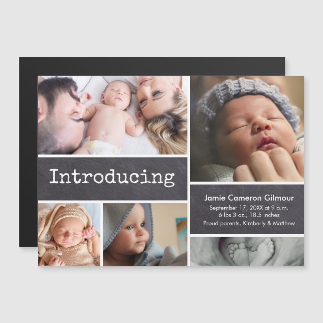 Convite Magnético Colagem de fotos em quadro de chalkboard Apresenta (Frente/Verso)