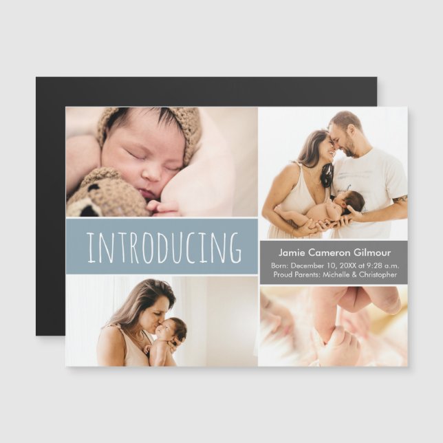 Convite Magnético Colagem de fotos magnéticas Apresentando o Blue Ba (Frente/Verso)