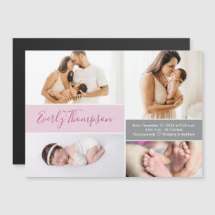 Convite Magnético Colagem de nome personalizado e foto de bebê menin