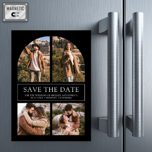 Convite Magnético Colagem Fotográfica Preta em Arco Casamento Salve 