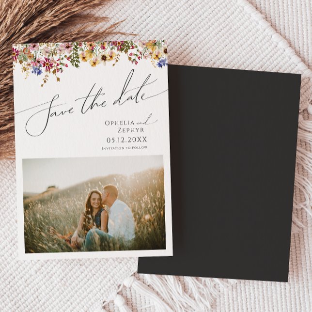 Convite Magnético Colorida Wildflower | Salvar a data (Criador carregado)