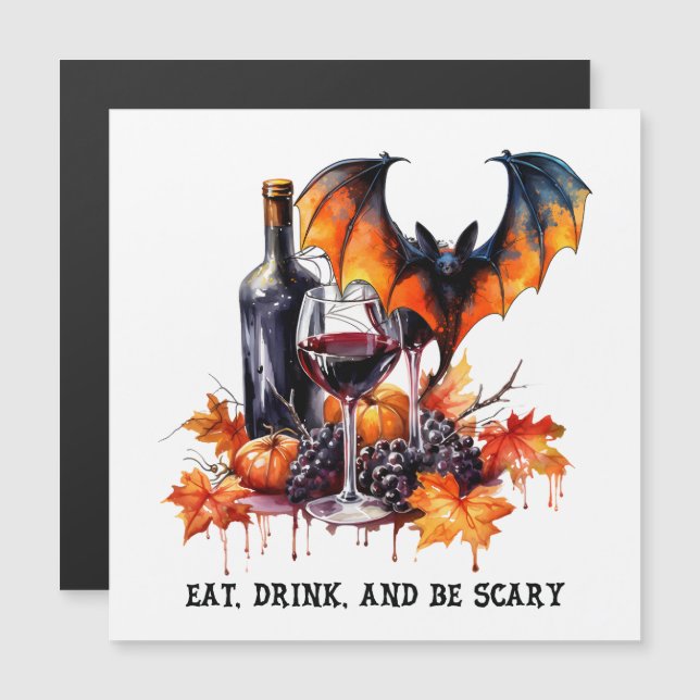 Convite Magnético Coma, Beba e Seja Assustador Outono Halloween Morc (Frente/Verso)