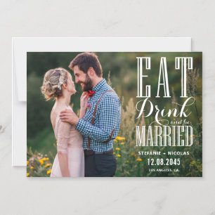 Convite Magnético Comer Beber e Ser Casado Foto Save the Date