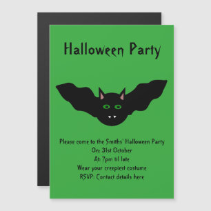 Convite Magnético Convidados do Festa de Dia das Bruxas de Gato Vamp