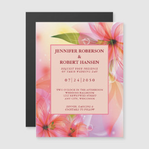 Convite Magnético Convocação Magnética para Casamento Floral de Hibi