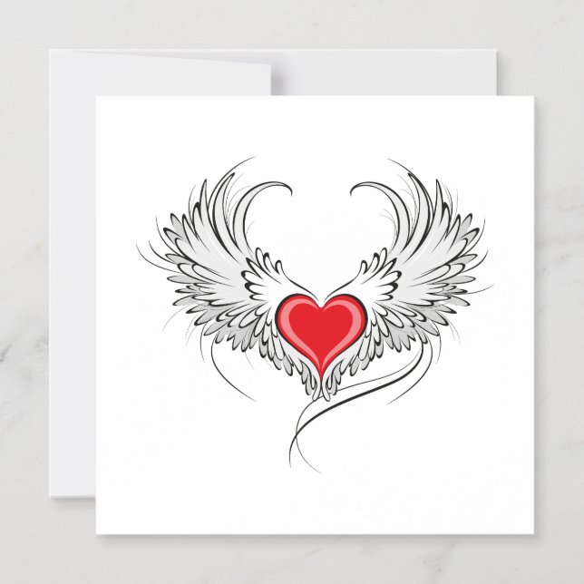 Convite Magnético Coração Anjo Vermelho com asas (Frente)