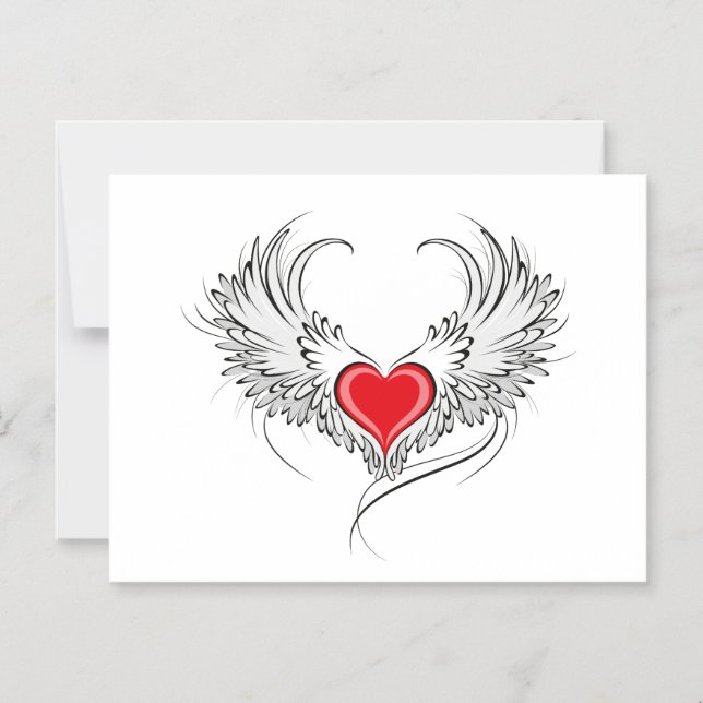 Convite Magnético Coração Anjo Vermelho com asas (Frente)