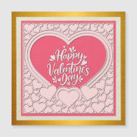 Coração Cor-de-Rosa Elegante Feliz Dia dos Namorad