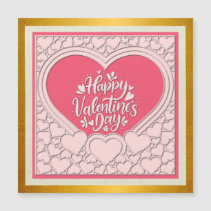 Convite Magnético Coração Cor-de-Rosa Elegante Feliz Dia dos Namorad