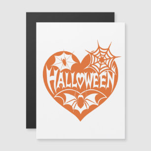 Convite Magnético Coração de Halloween, Coração Laranja em Forma, Te