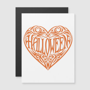 Convite Magnético Coração de Halloween, Coração Laranja, Feriado