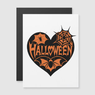 Convite Magnético Coração Halloween, Forma de Coração Negro, Aranha