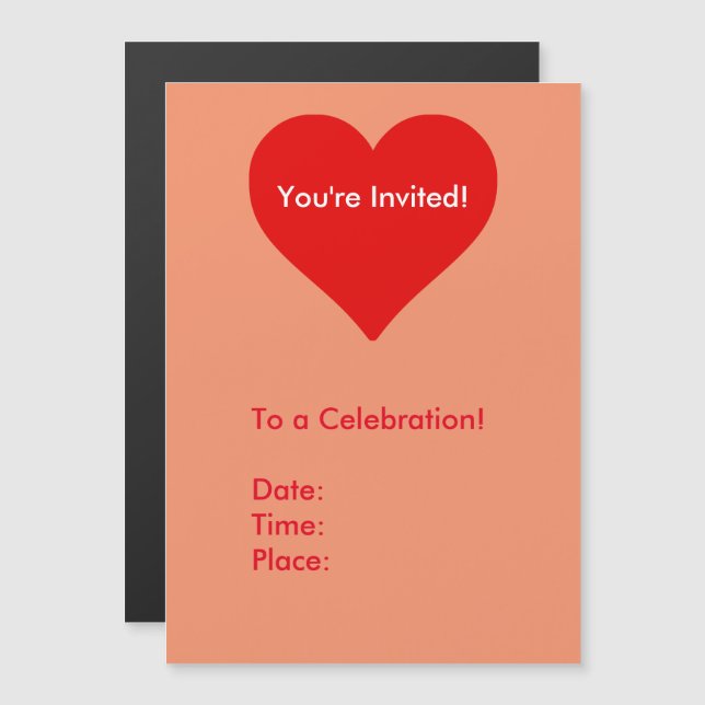 Convite Magnético Coração Vermelho Forma Amor Clássico Simples Minim (Frente/Verso)