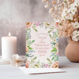Convite Magnético Coral Floral Boho Chic Wedding