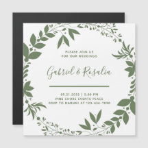 Coroa de casamento simples branca e verde-oliva el