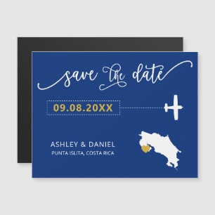 Convite Magnético Costa Rica Wedding Salve a Data Card, Mapa