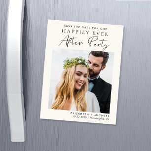 Convite Magnético Creme de Fotografia de recepção de casamento Salva