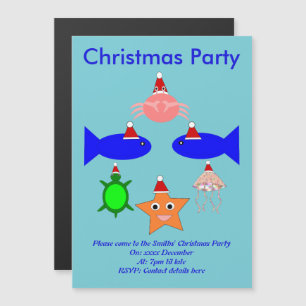 Convite Magnético Criaturas do Mar de Natal Personalizadas