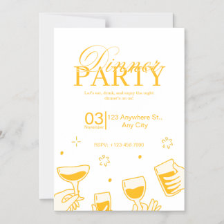 Convite Magnético Customizable Dinner Party Invitation Card