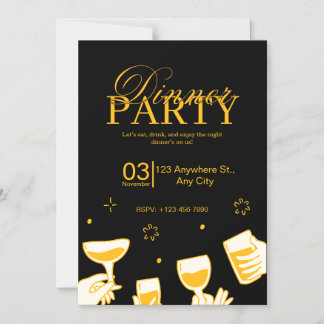Convite Magnético Customizable Dinner Party Invitation Card