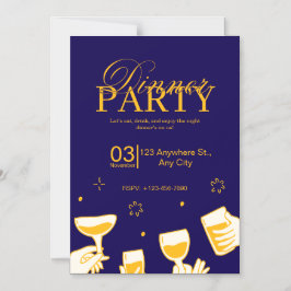 Convite Magnético Customizable Dinner Party Invitation Card