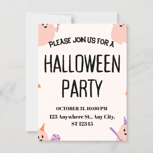 Convite Magnético Cute Halloween Party Invitation (Frente)