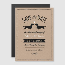Convite Magnético Dachshund Dog Silhouettes Casamento Salve a Data