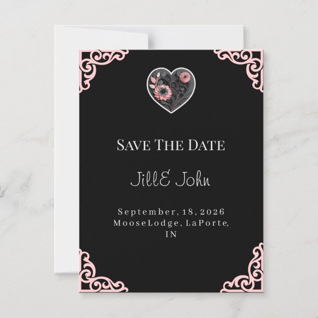 Convite Magnético de Casamento Red Heart Save The  (Frente)