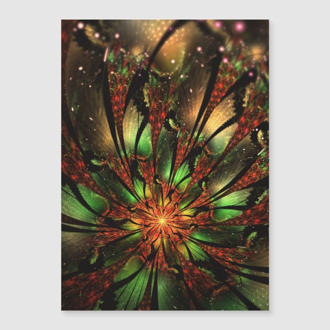 Convite Magnético design de flor fractal abstrato. (Frente)